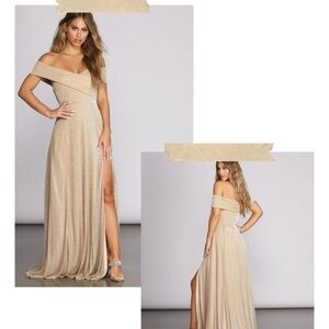 Kaliyah Formal High Slit Lurex Dress